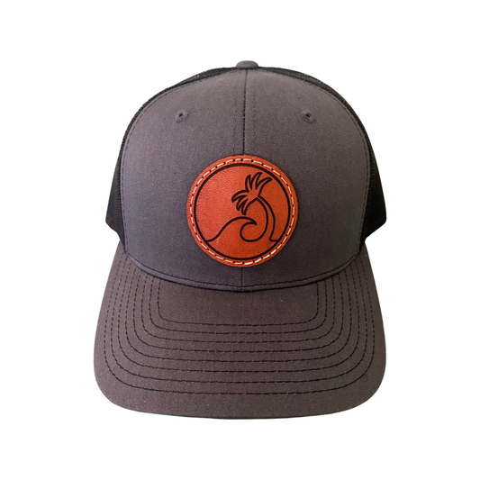Leather Patch Logo Trucker Hat - Charcoal/Black
