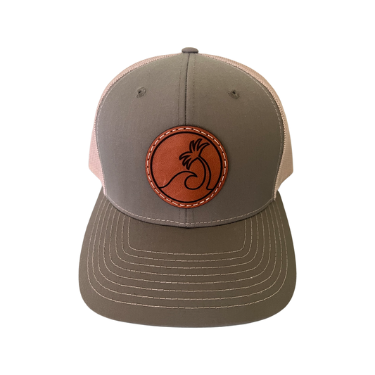 Leather Patch Logo Trucker Hat - Olive/Khaki