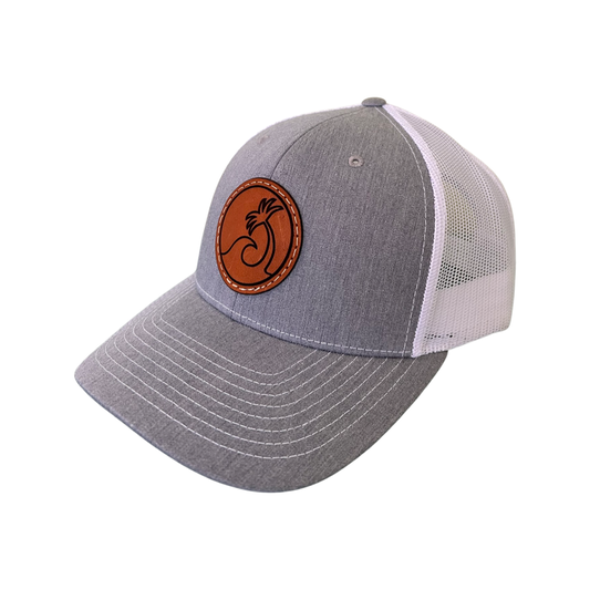 Leather Patch Logo Trucker Hat - Gray/White