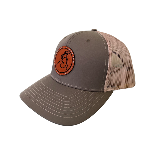 Leather Patch Logo Trucker Hat - Olive/Khaki